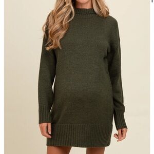 NEW PinkBlush Maternity Olive Green Sweater Dress - Small